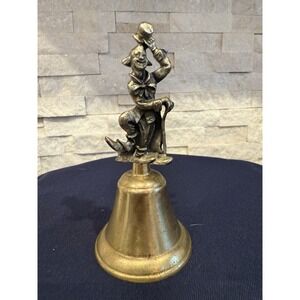 VTG Brass Figural 5" Hand Bell Man Tipping Hat Gentleman English Pub